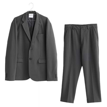 EMMA CLOTHES(エマクローズ) 梨地織/アムンゼンオーバーサイズセットアップ/シングルテーラードジャケット/ワイドテーパードパンツ