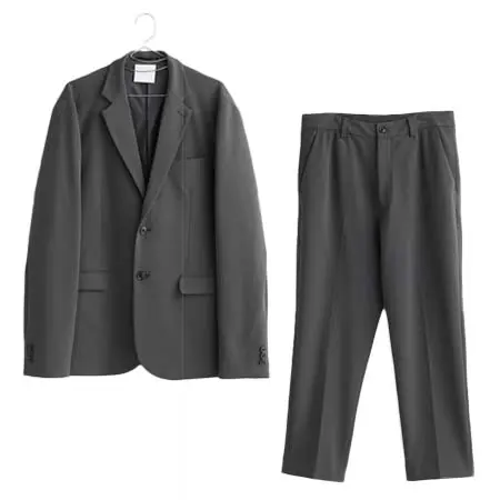 EMMA CLOTHES(エマクローズ) 梨地織/アムンゼンオーバーサイズセットアップ/シングルテーラードジャケット/ワイドテーパードパンツ