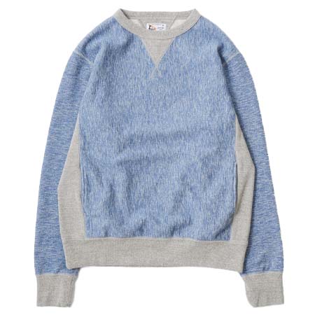 Felco(フェルコ) CLASSIC FIT L/S INVERSE WEAVE V GUSSET CREW SWEAT W/SLASH POCKET 16oz HEAVY WEIGHT TERRY – TWISTED BLUE