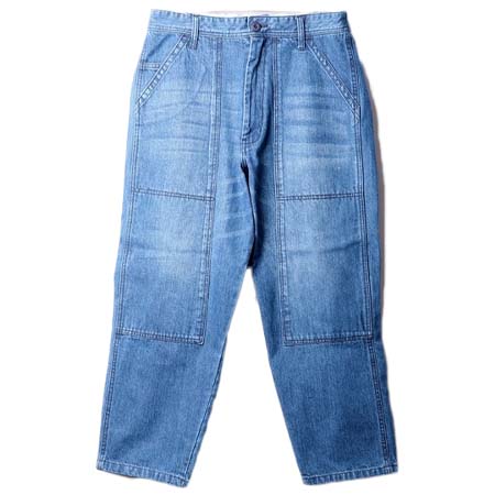 FREE GATE(フリーゲート) スラブデニム ダブルニー バックシャーリング ワイドパンツ ワークパンツ