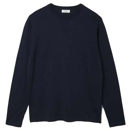 gim(ジム) 18G Silk Crew Neck[Navy]