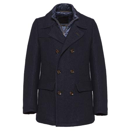 Gimo’s(ギモス) MEN DOUBLE BREASTED HEAVY JACKET IN BLUE FELTED WHOOL