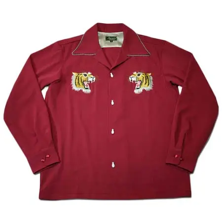 GOOD ROCKIN’(グッドロッキン) 長袖オリエンタルボウリングシャツ”バーガンディー”