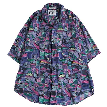 GOOUCH(グーチ) 80-90s GOOUCH アートパターン 総柄 レーヨン 半袖 シャツ