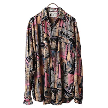 GOOUCH(グーチ) 80-90s GOOUCH ”art painting” 総柄 レーヨン 長袖 シャツ