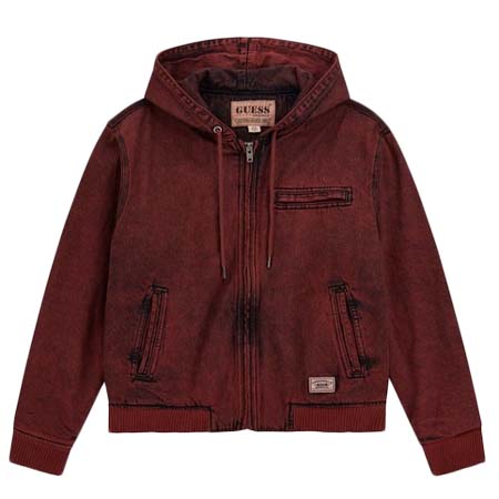 GUESS(ゲス) Originals Burgundy Sanded Denim Hoodi デニムジャケット アウター