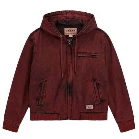 GUESS(ゲス) Originals Burgundy Sanded Denim Hoodi デニムジャケット アウター