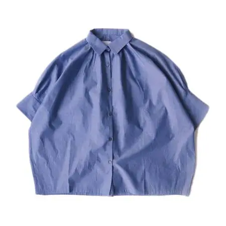 Honnete(オネット) H/SLV Gather Shirt Cotton Silk Chambray ハーフスリーブギャザーシャツ