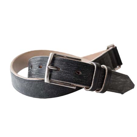 INTERIM(インテリム) 30mm OAK BARK LEATHER DOUBLE SQUARE BELT – BLACK