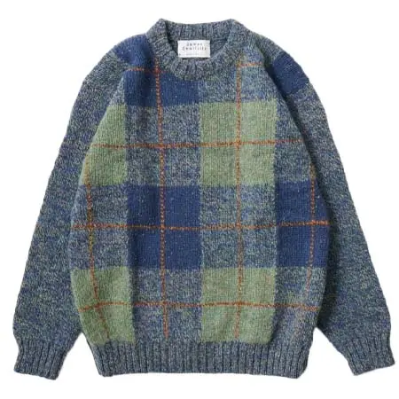 James Charlotte(ジェームスシャルロット) SAMPLE DK-3 RIBBED TARTAN DOUBLE CREW – PASTEL