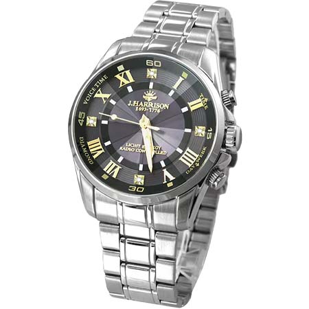 J.HARRISON(ジョンハリソン) JH-078BK [音声付ソーラー電波腕時計]
