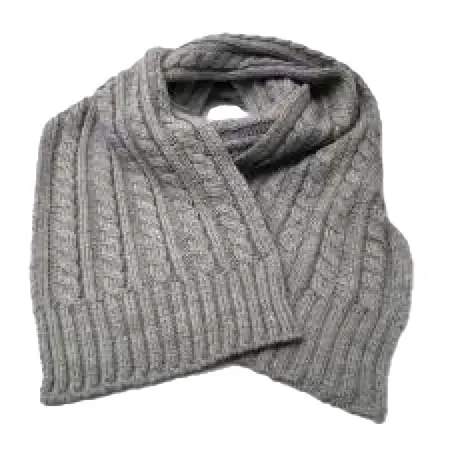 John Molloy(ジョンモロイ) Hand Made knitted scarves SMALL CABLES GREY