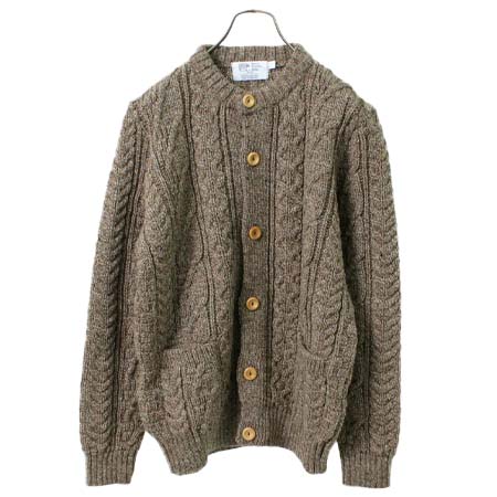 KERRY WOOLLEN MILLS(ケリーウーレンミルズ) カラー別注 5ゲージ 3プライ アランケーブル カラーレス カーディガン