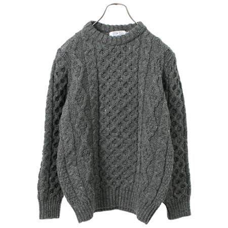 KERRY WOOLLEN MILLS(ケリーウーレンミルズ) 5ゲージ 3プライ アランケーブル クルーネック ヘビー ニット
