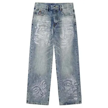 KIDSUPER STUDIOS(キッドスーパーストゥディオス) Rhinestone Face Jeans [Blue]