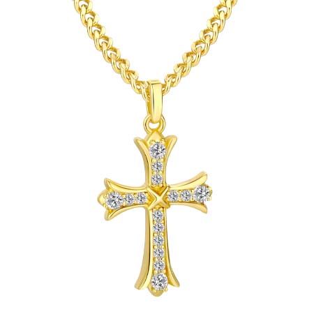 KRKC&CO(ケーアールケーシーアンドコー) 0.33カラット モアサナイト クロス ペンダント ネックレス メンズ S925 KRKC