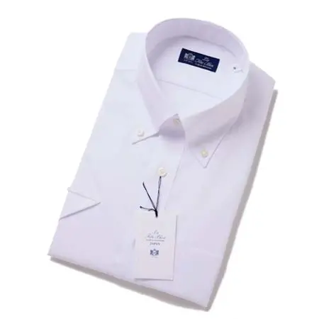 La fete bleu(ラフェッタブルー) 白いオックスフォードの半そでBDシャツ