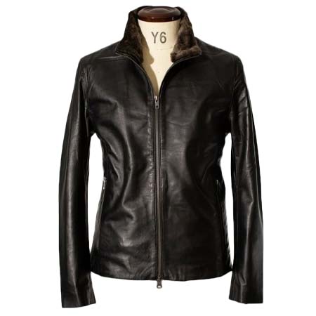 Liugoo(リューグー) 本革 襟ボアハイネックシングルジャケット メンズ リューグー WNG02B レザージャケット ライダースジャケット