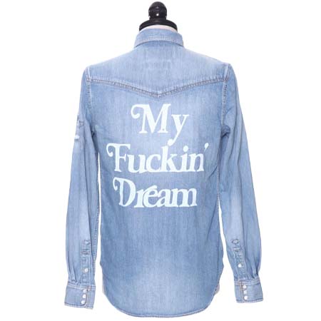 M THANK YOU FRIENDS(エムサンキューフレンズ) × Marbles　DENIM SHIRT ( My Fuckin’ Dream )