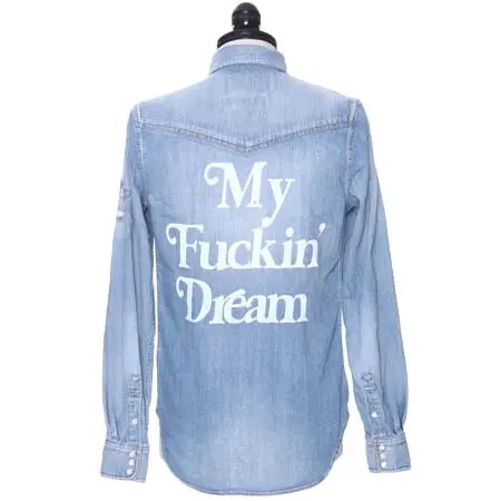 M THANK YOU FRIENDS(エムサンキューフレンズ) × Marbles　DENIM SHIRT ( My Fuckin’ Dream )