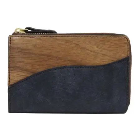 NAUGHTIAM(ノーティアム) ヴァーコ リアル ウッド別注 二つ折り財布 L字ファスナー ELD07MGMIDNT