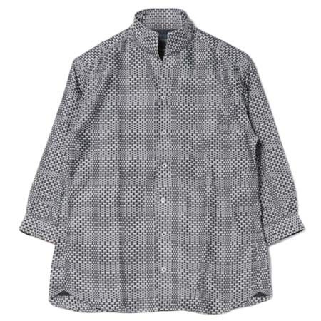 NICOLE(ニコル) シアーチェック7分袖スタンドカラーシャツ