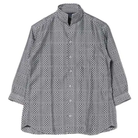 NICOLE(ニコル) シアーチェック7分袖スタンドカラーシャツ