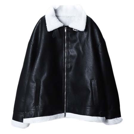 nilway(ニルウェイ) 裏ボアヘビーウェイトPUレザースタンドカラージャケット / ビッグシルエット 裏ボア バルーンスリーブ コート ジャケット