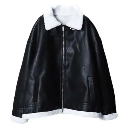 nilway(ニルウェイ) 裏ボアヘビーウェイトPUレザースタンドカラージャケット / ビッグシルエット 裏ボア バルーンスリーブ コート ジャケット