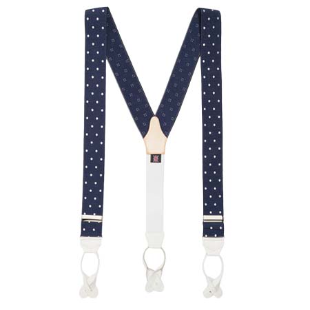 OLIVER BROWN(オリバーブラウン) Woven Braces, Spotted – Navy/White