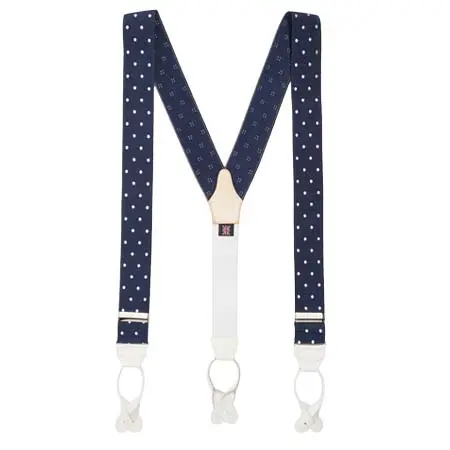 OLIVER BROWN(オリバーブラウン) Woven Braces, Spotted – Navy/White