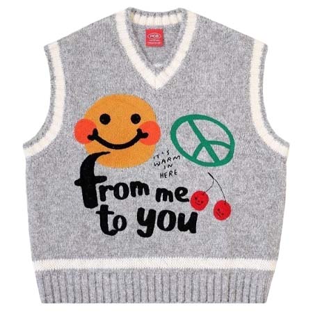 Paragraph(パラグラフ) A’GEM/9 × .kom『paragraph/パラグラフ』Smile Team Logo Knit Vest / スマイルチームロゴ ニットベスト