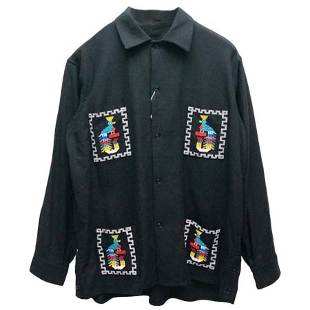 PENNEY’S(ペニーズ) 長袖シャツ GUATEMALA SHIRT グアテマラシャツ 刺繍 J.C PENNEY ブラック 黒 BLACK