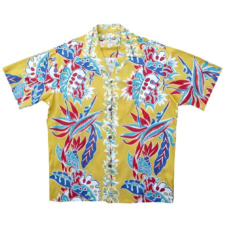 PINEAPPLE JUICE(パイナップルジュース) Mens Bird of Paradise Monstera Panel Shirt