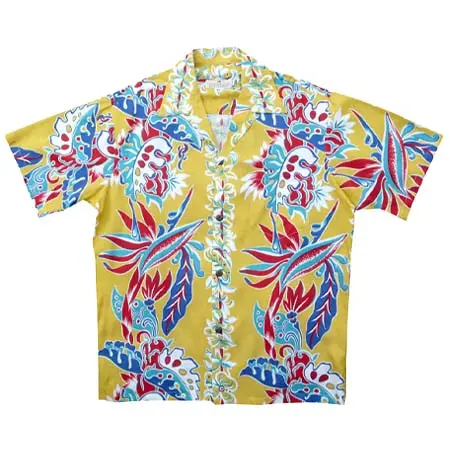 PINEAPPLE JUICE(パイナップルジュース) Mens Bird of Paradise Monstera Panel Shirt