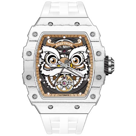 REEF TIGER(リーフタイガー) RGA3009 Mens Watch – Fashion Luxury Chinese Lion Dance Automatic Skeleton Watch