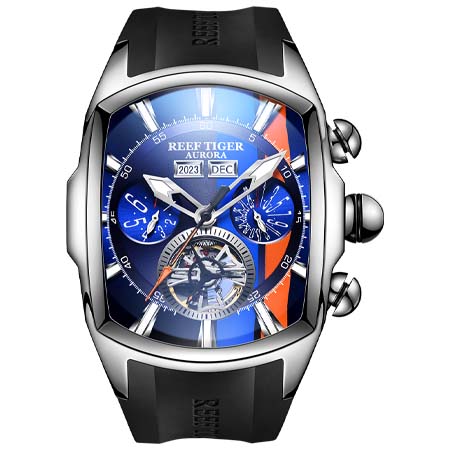 REEF TIGER(リーフタイガー) Top Quality Reef Tiger Aurora Tank Racing Sport Automatic Watches for Men