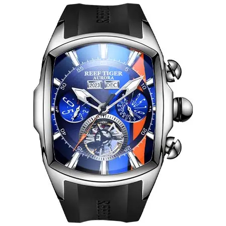 REEF TIGER(リーフタイガー) Top Quality Reef Tiger Aurora Tank Racing Sport Automatic Watches for Men