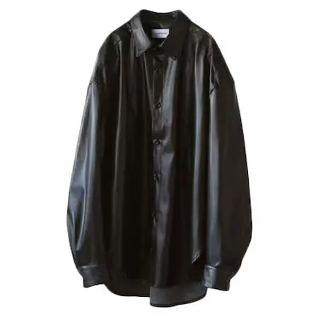 RYO TAKASHIMA(リョウタカシマ) SYNTHETIC LEATHER CLASSIC OVER SHIRT(BLACK)