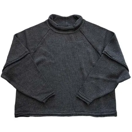 scair(スケアー) 2Way Roll Neck Knit Pullover/和紙混2WAYロールネックニット(BLACK)