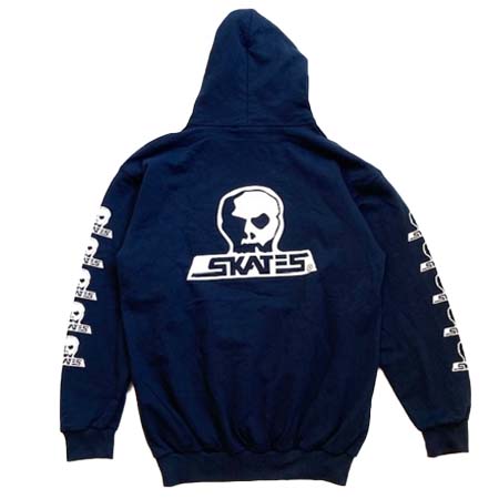 SKULL SKATES(スカルスケーツ) Skull Skates Logo Moonset Pullover Hoodie – Navy Blue / White