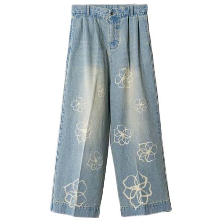 soerte(ソエルテ) soerte × camphor wood / FLOWER PAINT WIDE BUGGY DENIM / フラワーペイントワイドバギーデニム