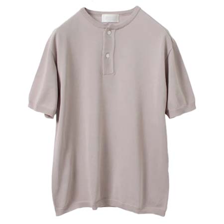 soglia(ソリア) コットン フィット シームレス ヘンリーネック ニットTシャツ