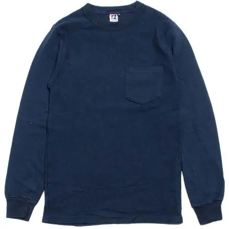 STATELINE(ステートライン) 7.25oz RUGBY ロングスリーブ Tシャツ ポケット付き アメリカ製 ネイビー