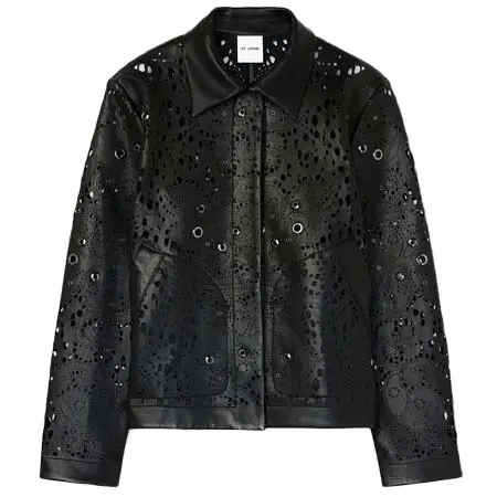 ST.JOHN(セントジョン) Lace Cutout Leather Jacket