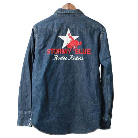 STORMY BLUE(ストーミーブルー) Embroidered Western Denim Shirt