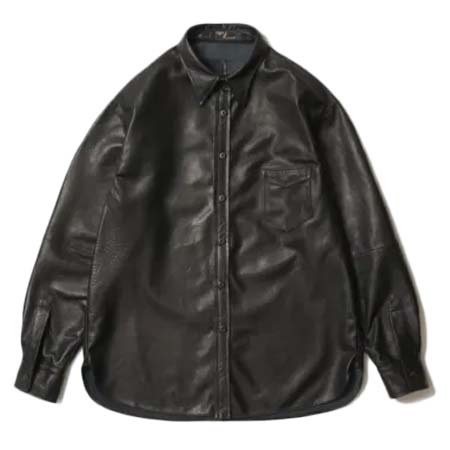 STRANGE TRIP(ストレンジトリップ) SOLID LEATHER SHIRTS(ソリッドレザーシャツ) BLACK