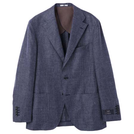 SUIT SELECT(スーツセレクト) [CLASSICO TAPERED]リネンウール3釦段返りシングルジャケット/ネイビー/パッチポケット/MARZOTTO