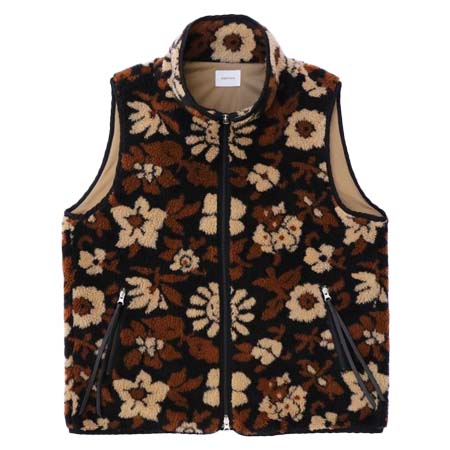 superNova.(スーパーノヴァ) Flower camo jacquard boa vest SN-443A