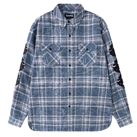 SUPPLIER(サプライヤー) Cross Leather Patch Vintage Check Shirt